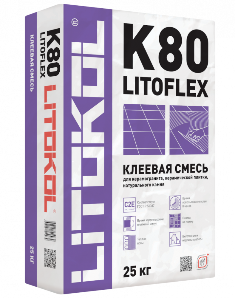 Купить LitoFlex K80 белый-клеевая смесь 25kg bag в Уфе