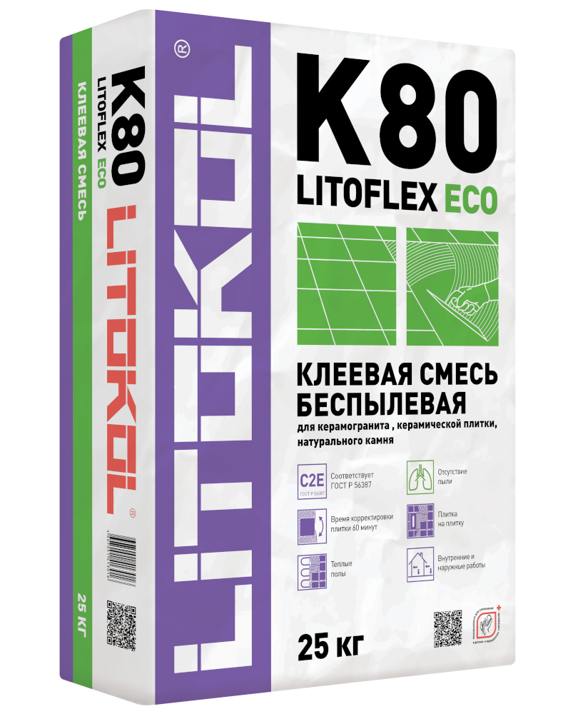 Купить LitoFlex К80 ECO- беспылевая клеевая смесь 25kg bag в Уфе #2