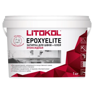 EpoxyElite Е.100 СУПЕРБЕЛЫЙ эпоксидный состав для укладки и затирки плитки и мозаики (1,0 kg bucket)