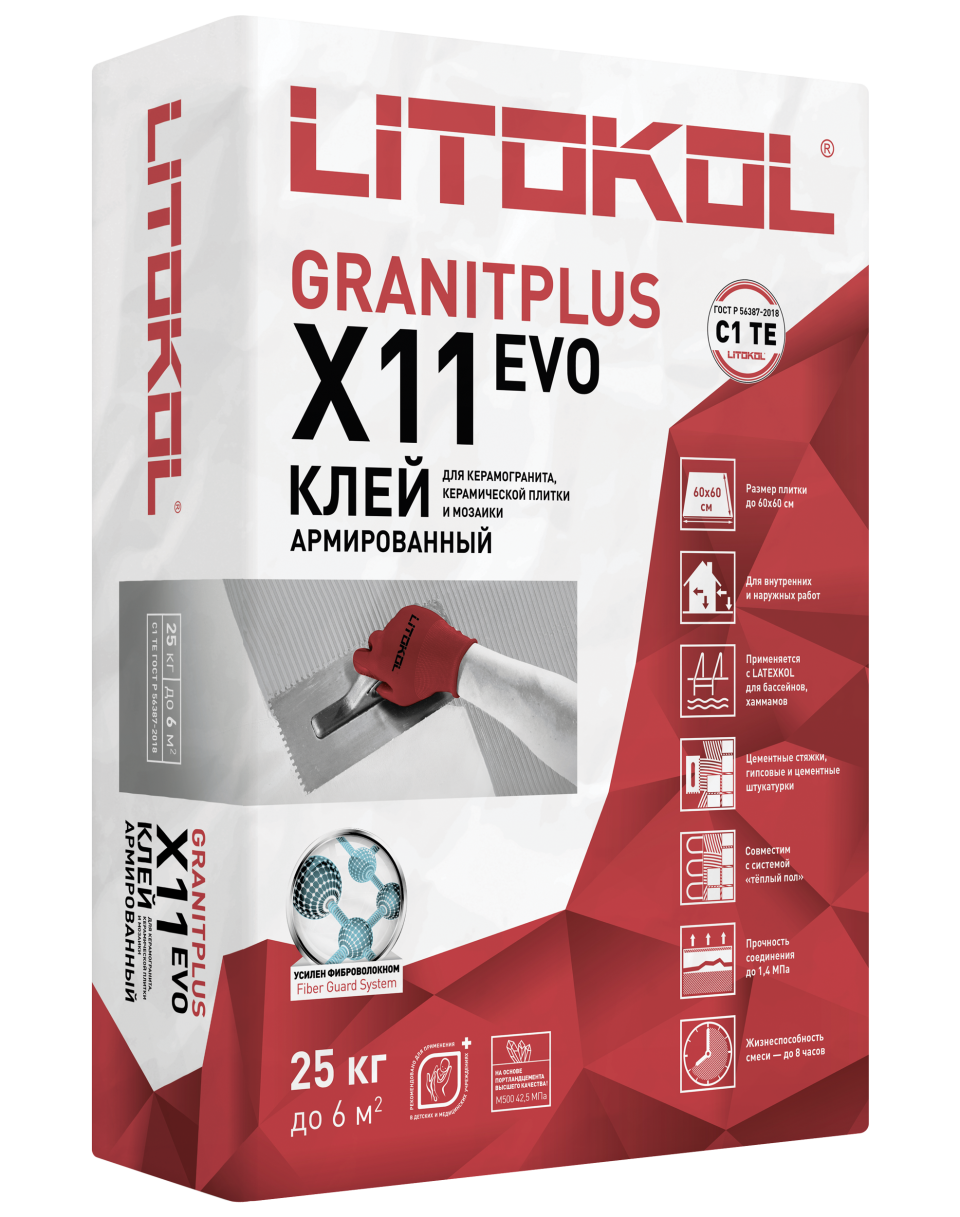 Купить LitoKol X11 EVO серый-клеевая смесь 25kg bag в Уфе