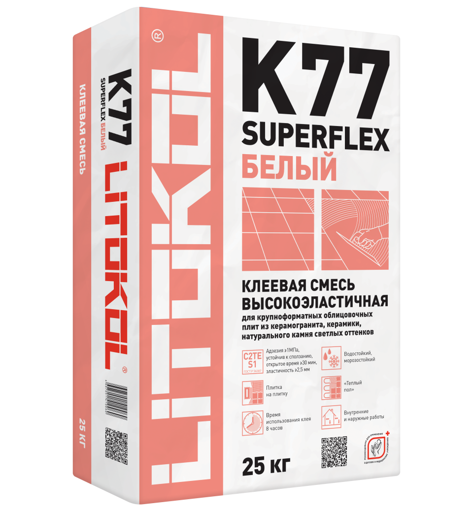 Купить SuperFlex K77 белый-клеевая смесь 25kg bag в Уфе #2