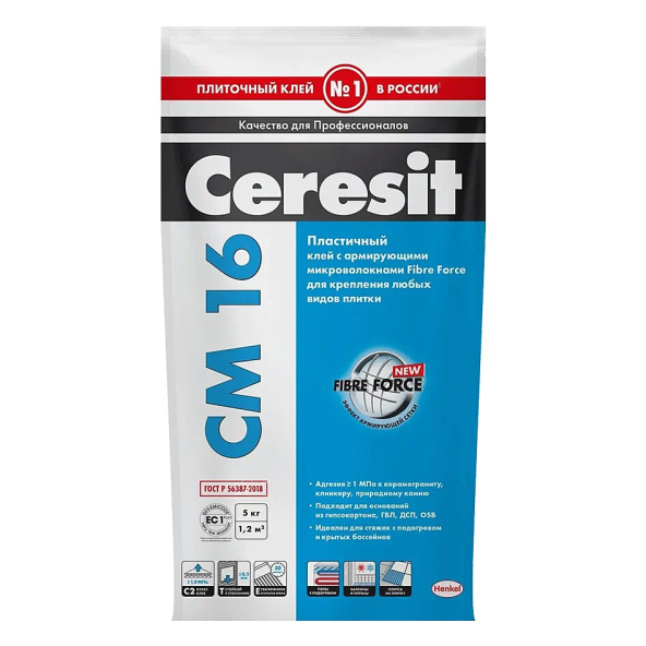 Купить Сeresit CM16/5кг Плиточный клей для керамогранита снаружи, РФ в Нижнем Новгороде-1